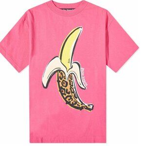 NWT Palm Angels Banana Logo T-Shirt Fuchsia Small